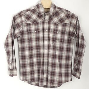 Miller Ranch by Cinch Long Sleeve Western Cowboy Shirt Snap Red Gray Check Small
